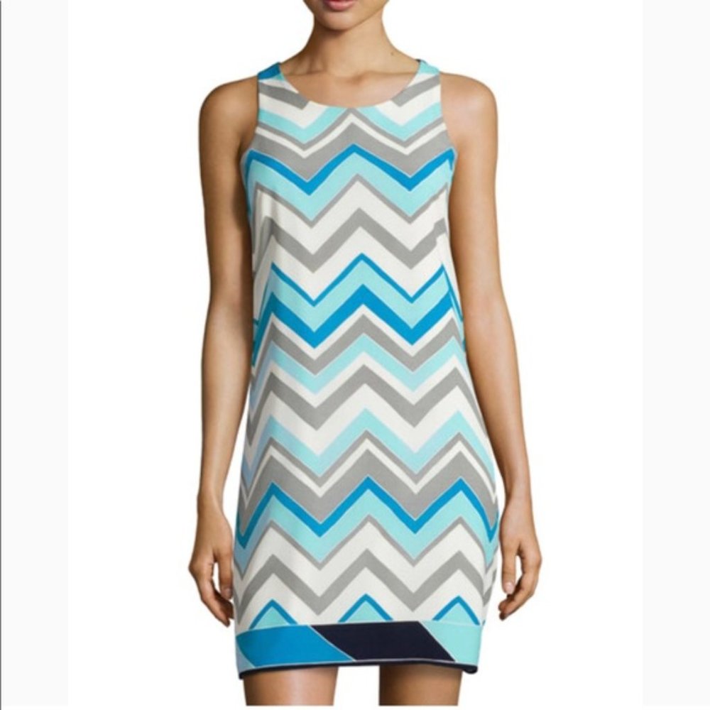 Chevron Color Block Sleeveless Dress M